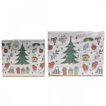 Artikel Träkruka Juldekoration vit, färgad 20 × 20/15 × 15 cm, set om 2