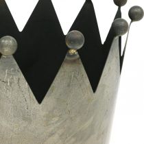 Artikel Deco krona antik look grå metalldekoration Ø17,5cm H17,5cm
