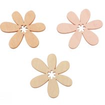 Artikel Träblommor spridda dekoration blommor trä orange/rosa/vit 72 st