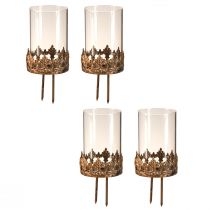 Artikel Värmeljushållare med glas för inkoppling av antik look guld Ø5,5cm 4 st