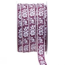 Artikel Presentband blommor dekorativt band Mauve 15mm 25m