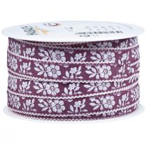Artikel Presentband blommor dekorativt band Mauve 15mm 25m