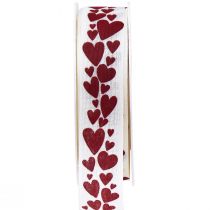 Artikel Presentband dekorativt band röda hjärtan 25mm 18m