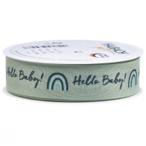 Artikel Presentband Hello Baby dekorationsband grönt 25mm 16m