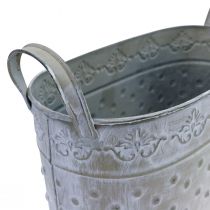 Artikel Blomkruka oval med handtag Jardiniere metall 24/19/14cm set om 3