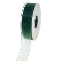 Artikel Organzaband grönt presentband vävt kant grangrönt 25mm 50m
