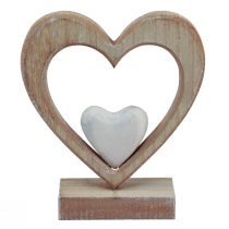 Dekorativt hjärta trä dekorationsställ bordsdekoration vintage H17,5cm