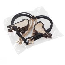 Artikel Hängande dekorationshjärta med fågeldekoration för upphängning 12 cm 4 st