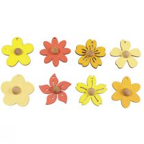 Artikel Träblommor hängande dekoration trä sommardekoration gul 4,5cm 24 st