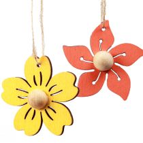 Artikel Träblommor hängande dekoration trä sommardekoration gul 4,5cm 24 st