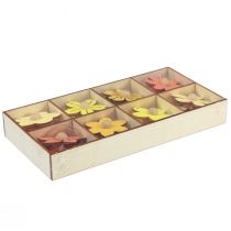 Artikel Träblommor hängande dekoration trä sommardekoration gul 4,5cm 24 st