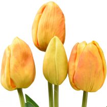 Artikel Orange Gula Tulpaner Dekoration Real Touch Konstblommor 49cm 5 st