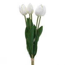 Artikel Vita Tulpaner Dekoration Real Touch Konstgjorda Blommor Vår 49cm 5st
