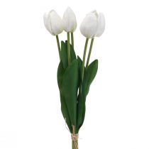 Artikel Vita Tulpaner Dekoration Real Touch Konstgjorda Blommor Vår 49cm 5 st