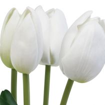 Artikel Vita Tulpaner Dekoration Real Touch Konstgjorda Blommor Vår 49cm 5st