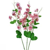 Artikel Konstgjorda blommor rosa vit vicker Vicia trädgårdsblommor 61cm 3st