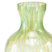 Artikel Dekorativ vas glas blomvas gul grönt mönster Ø10cm H25cm