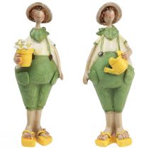 Artikel Dekorativa figurer trädgårdsmästare bordsdekoration sommargrön gul 16,5×5,5cm 2st