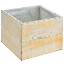Artikel Växtlåda med handtag orange vit trä 12/15cm set om 2