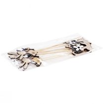 Artikel Blomplugg påskhare svart vit natur H9cm 12 st