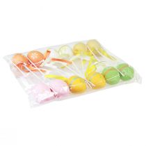 Artikel Påskägg dekorativa blomproppar dekorativa pluggar färgade 6cm 12 st