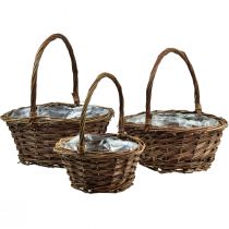 Artikel Korg med handtag växtkorg rund Ø27/23/19cm set om 3