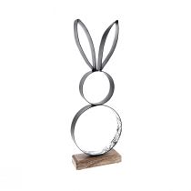 Artikel Påskhare svart silver kaniner metall trä 13,5×37cm