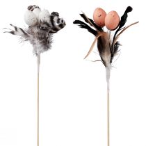 Artikel Konstgjorda vaktelägg dekorativa fjädrar på pinne 36cm 12st