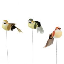 Artikel Fjäder fågel på tråd dekorativ fågel med fjädrar grön 4cm 12st