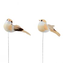 Artikel Fjäderfågel på tråd, dekorativ fågel med fjädrar orangebrun 4cm 12st