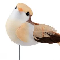 Artikel Fjäderfågel på tråd, dekorativ fågel med fjädrar orangebrun 4cm 12st