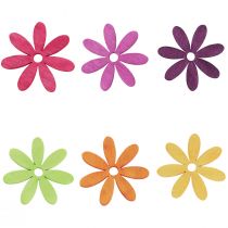 Artikel Strö dekoration trä blommor bordsdekoration sommar färgglad Ø4cm 72 st