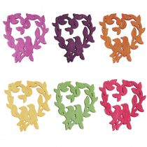 Artikel Scatter dekoration fågel trä hjärta bord dekoration färg 3,5/1,5cm 72 st