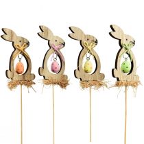 Artikel Blomplugg trä dekorativ plugg kanin med ägg 5x8,5cm 12st