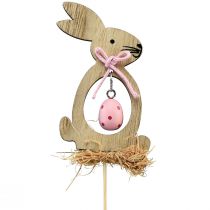 Artikel Blomplugg trä dekorativ plugg kanin med ägg 5x8,5cm 12st