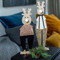 Artikel Ren trä dekoration figur jul att sätta 12×6,5cm H45cm 2st