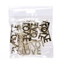 Artikel Alla hjärtans dag dekorativt hänge Love metall silver 4cm 12st