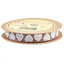 Artikel Presentband hjärtan dekorativt band vin rödbrun 15mm 15m