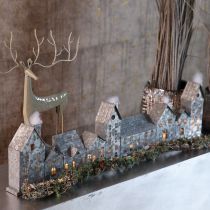 Artikel Dekorativ rad med hus med värmeljushållare, adventsdekoration, 68 cm