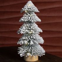 Artikel Mini julgransbelyst LED-gran med snö 28 cm