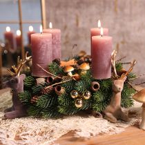 Artikel Pelarljus i dusty rose-färg, 70×120 mm, genomfärgade, set om 4, dekorativa ljus för bröllop och hem