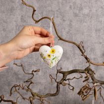 Artikel Hjärthängen med blommönster som väggdekoration, 7 cm, 6 stycken
