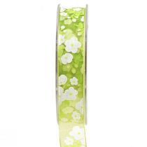 Artikel Vårband med blommor presentband grönt 20mm 20m