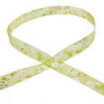 Artikel Vårband med blommor presentband grönt 20mm 20m