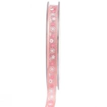 Artikel Presentband blommor dekorativt band rosa band 10mm 15m