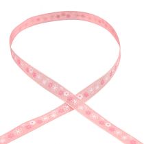 Artikel Presentband blommor dekorativt band rosa band 10mm 15m