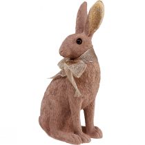 Artikel Påskhare dekoration kanin med rosett brun påsk dekoration 25cm
