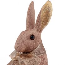 Artikel Påskhare dekoration kanin med rosett brun påsk dekoration 25cm