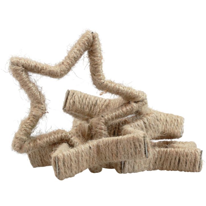Adventsdekoration Juldekoration stjärna dekorativ stjärna jute 13,5cm 6st