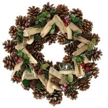 Adventkrans med kottar och grenar Ø34cm